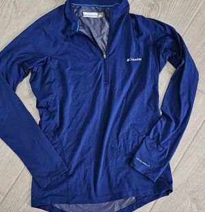 Columbia Long Sleeve Top Size Medium Men’s Blue 1/4 Zip Omni Heat